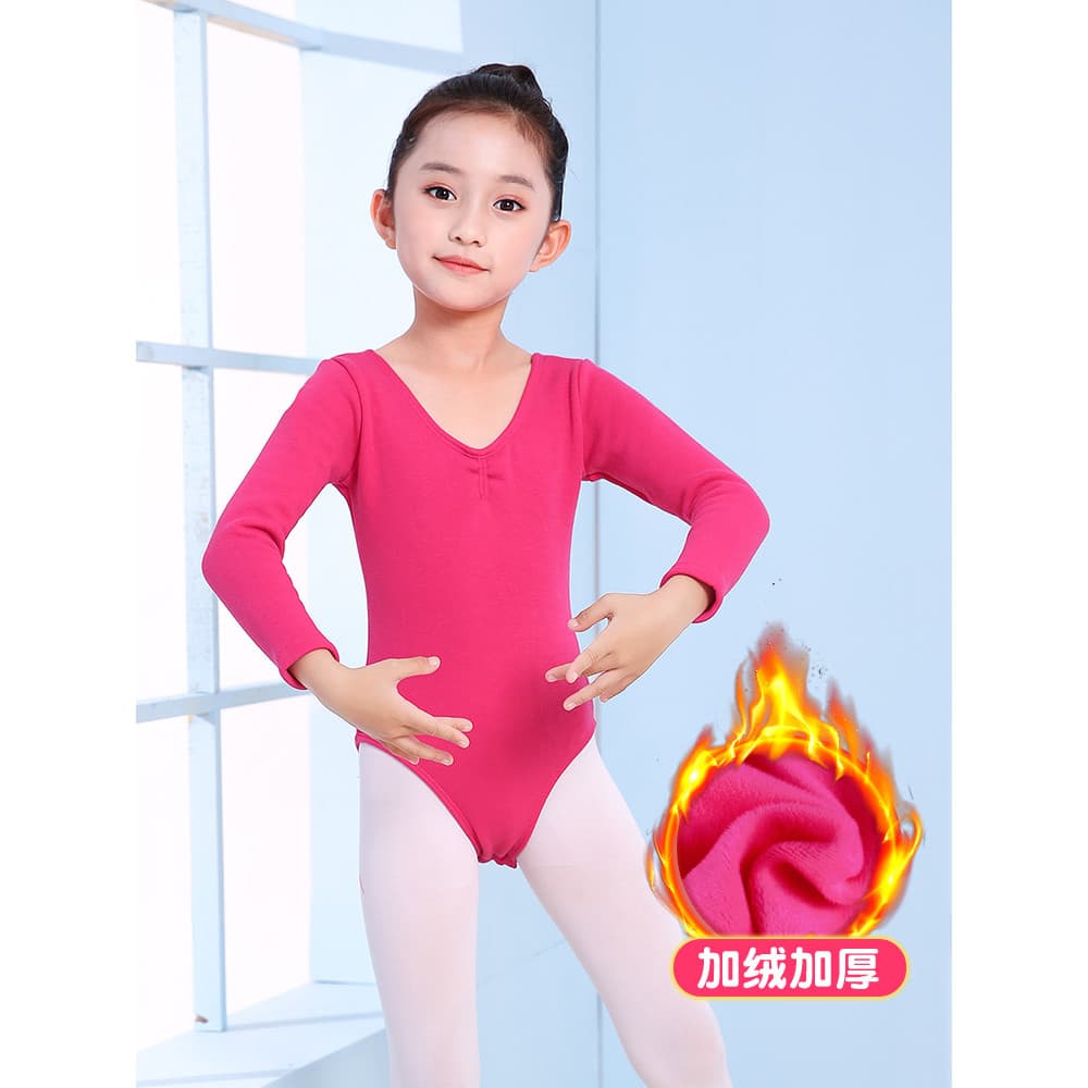 Roupas de dança de lã infantil primavera outono engrossado roupas de prática outono inverno forro de manga comprida meni