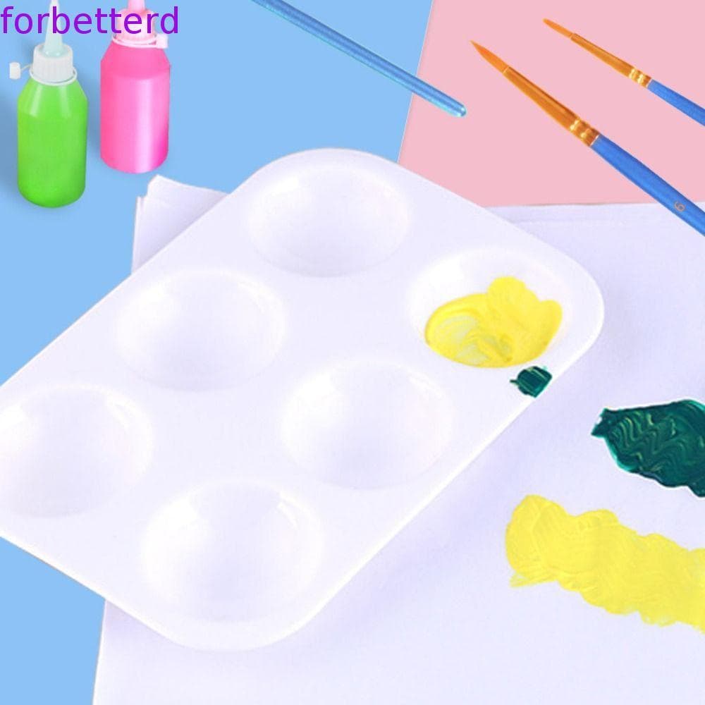 Bandeja De Pintura De 10 Peças , Paleta De Aquarela Branca De Plástico Retangular De Arte De 6 Poços Redondos