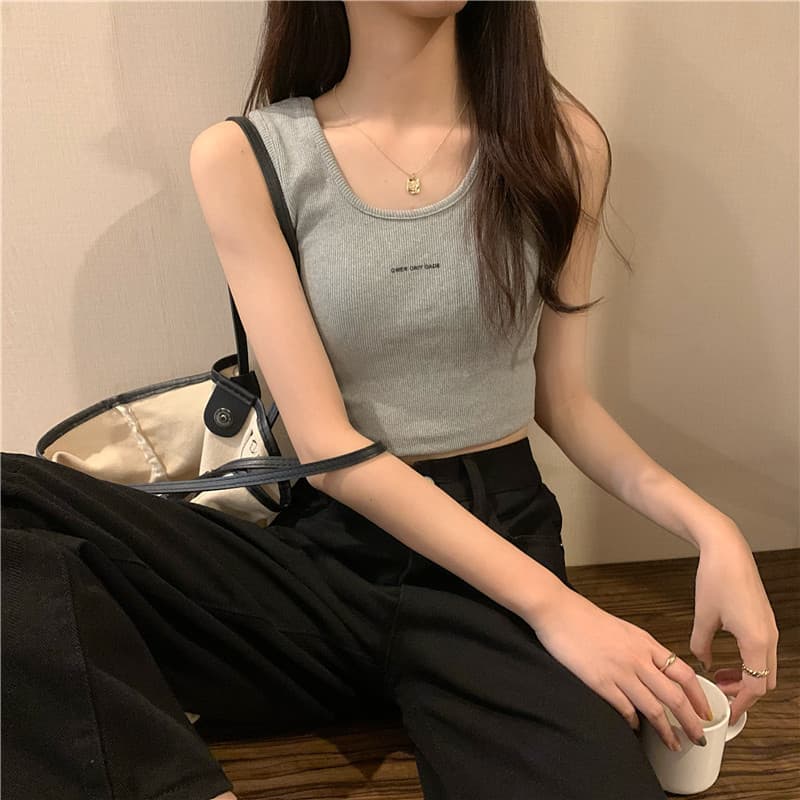 Branco estilingue feminino estilo curto verão bela volta sem mangas colete preto fundo interno Design superior sentir ni