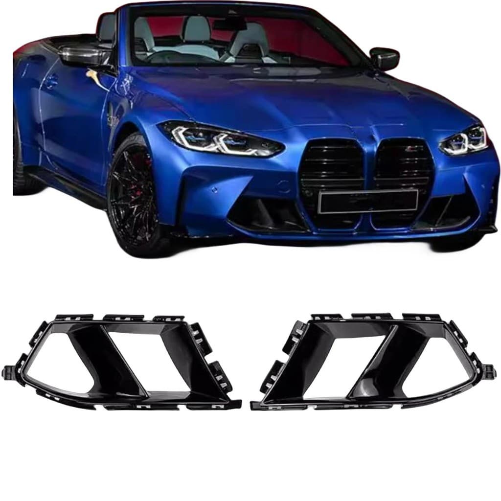 Para BMW G80 M3 G82 G83 M4 2021-2024 Preto Brilhante Pára-Choque Dianteiro Lateral Ventilação De Ar Guarnição Luz De Nev