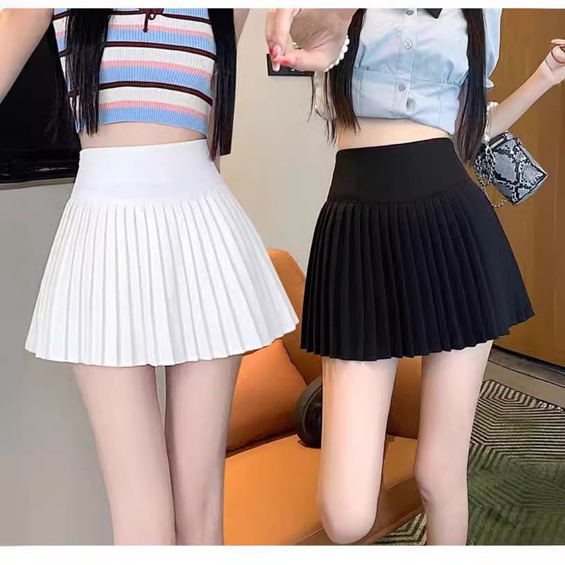 Saia preta feminina verão cintura alta saia plissada 2026 novo estilo primavera saia curta A linha saia mais magro olhar
