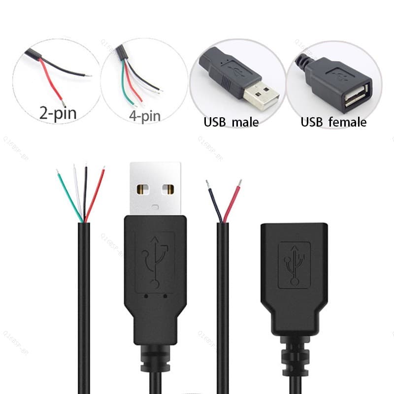 5 Pçs/Lote USB 2.0 Cabo De Alimentação Fêmea Macho Fio Jack Extensão Carregamento Conector 5V 30cm 2pin/4Pin BR16B