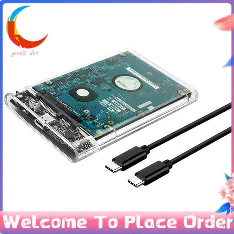 2.5 Polegada HDD SSD Caso SATA Para USB 3.1 Tipo C 4TB Transparente Disco Rígido Externo Habitação Compatível UASP III P