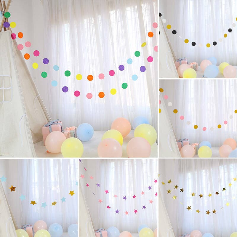 Decoração suspensa de cordão com pom-pom em forma de estrela de cinco pontas para quarto infantil, decoração de feriado,