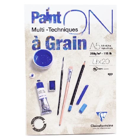 Bloco de Papel Paint On A5 250g com 20 Folhas Clairefontaine 975048c