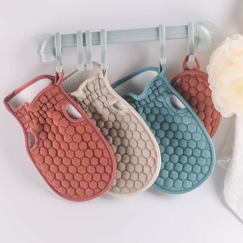 Luvas de esfregar poderosa ferramenta útil adulto esfregando para trás dupla face toalha de banho feminino masculino cor