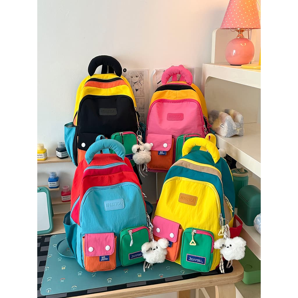 Dopamina mochila ins nicho 2026 nova mochila de grande capacidade meninas doce cor funcional mochila de náilon