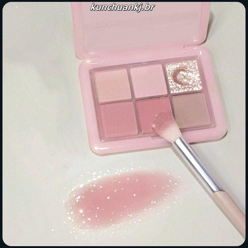 Baixo saturado ébano rosa pequeno pó congelado seis cores paleta de sombras fosco perolado cor terra alto brilho Blush c
