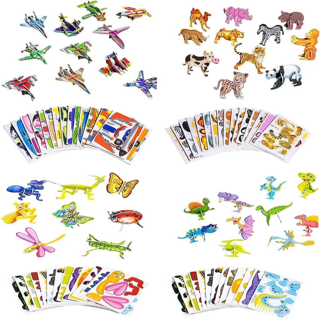 100 Peças Quebra-Cabeça Educacional De Desenho Animado 3D Para Crianças-Insetos , Dinossauros , Animais , Veículos , Car