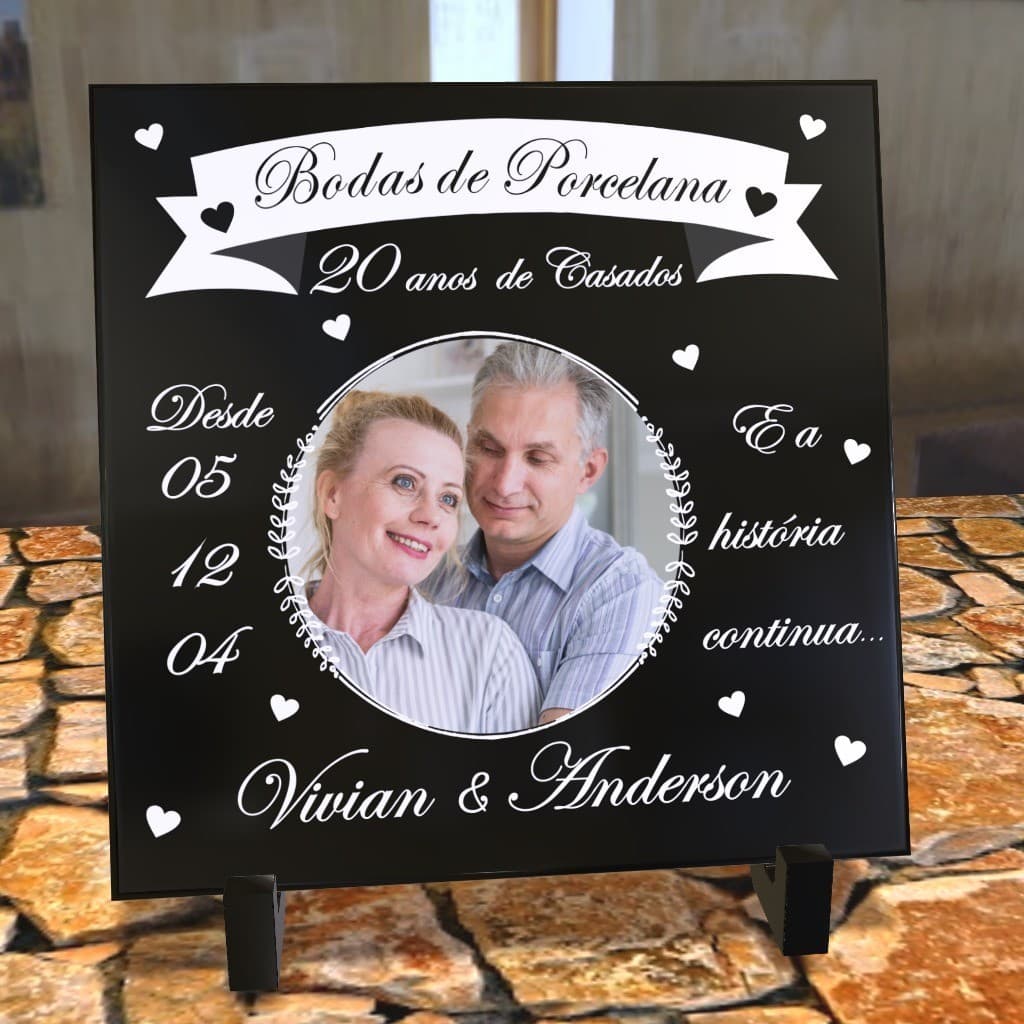 Azulejo Personalizado Bodas de Porcelana com foto