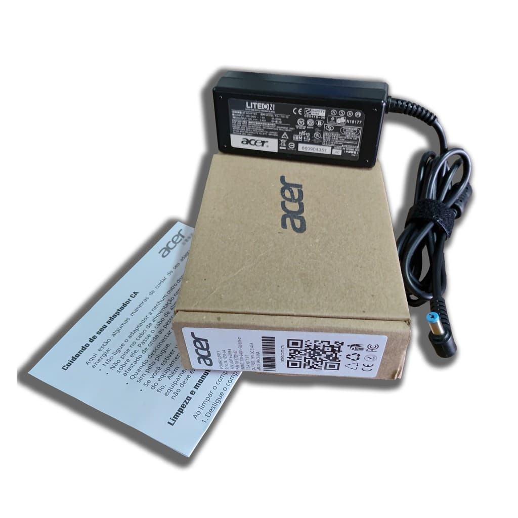 Fonte Carregador Notebook Acer 65W 19V 3.42A – Plug Grosso 5.5x1.7mm – Bivolt Automático