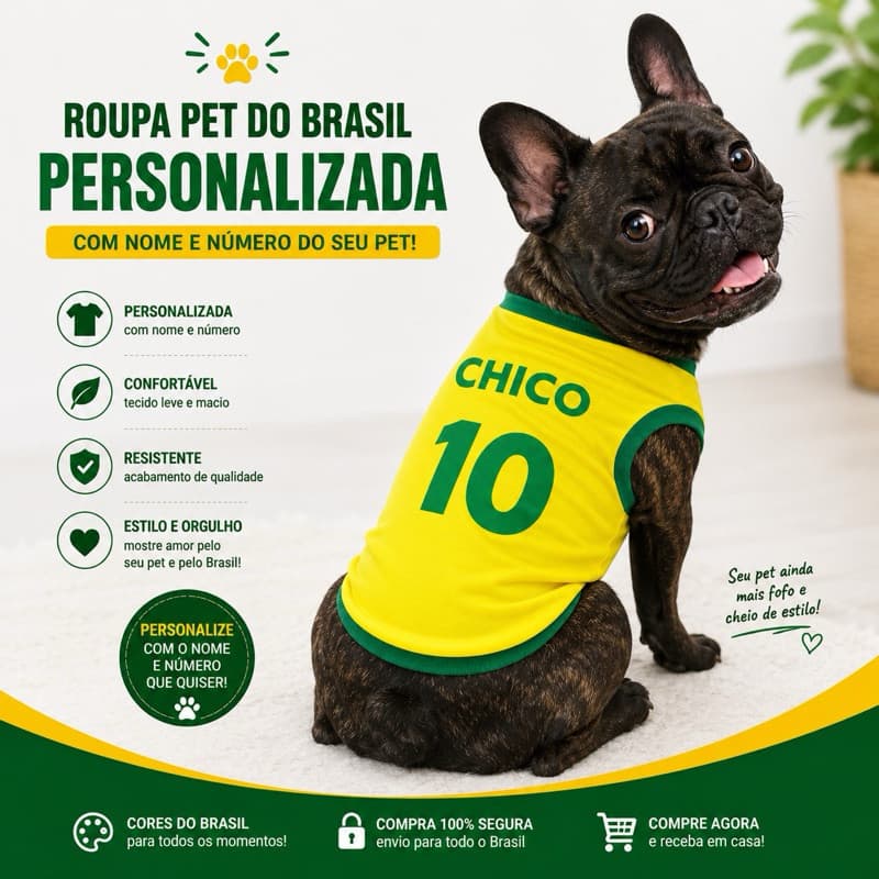 Blusa Personalizada para Animais de Estimação Brasileiros