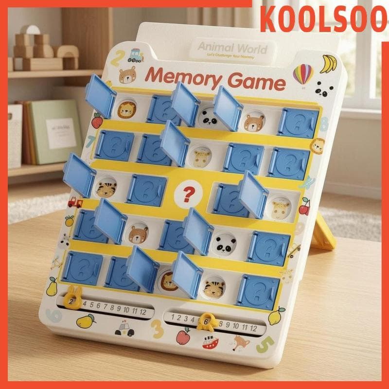 [Koolsoo] Jogo De Memória Animal Ilustrado Flip Matching Tabuleiro Brinquedo De Aprendizagem Mesa Numerada