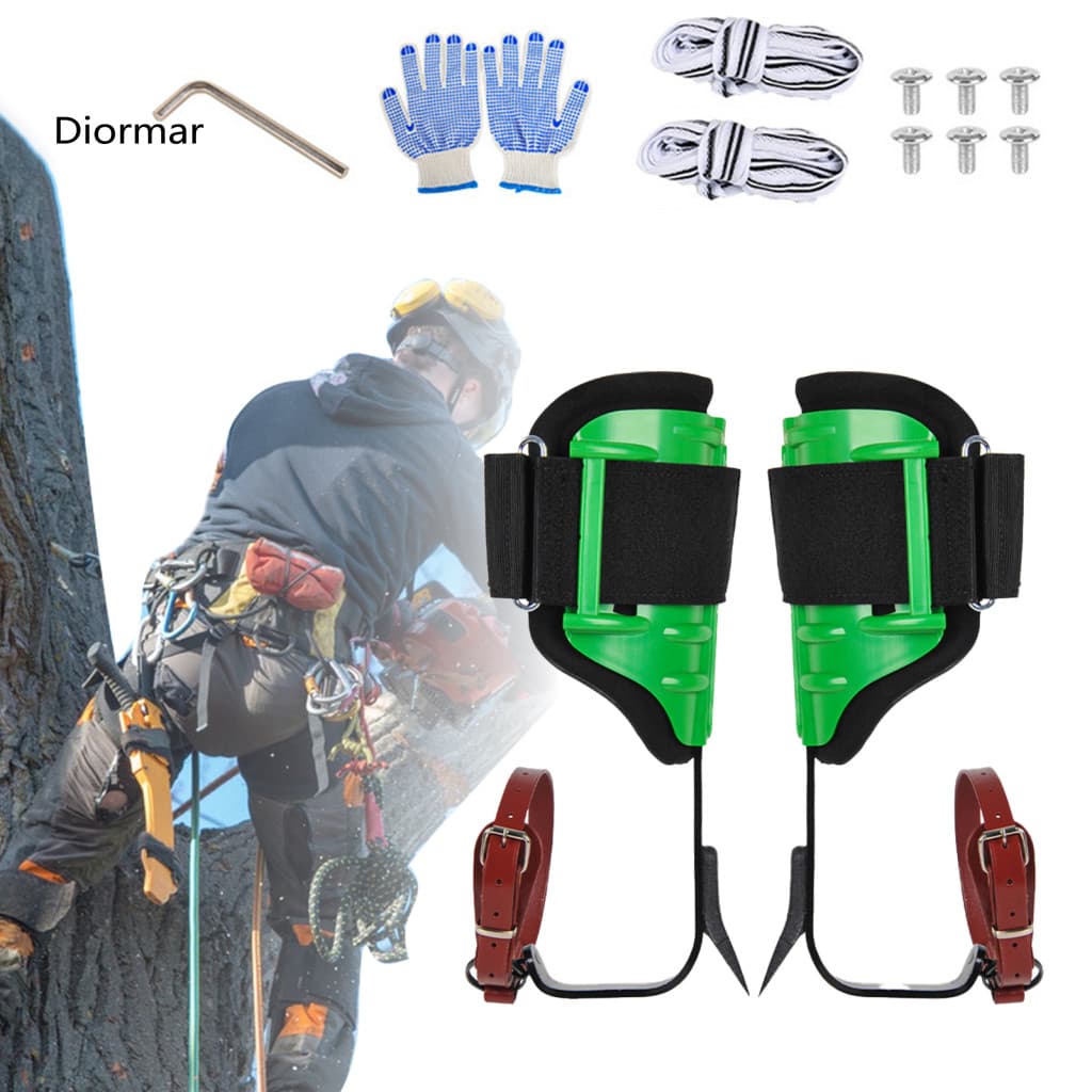 Tree Climbing Harness Gear for Trees Adjustable Steel Spikes with and Reinforced Leg Straps – Durable Arborist Tool Se