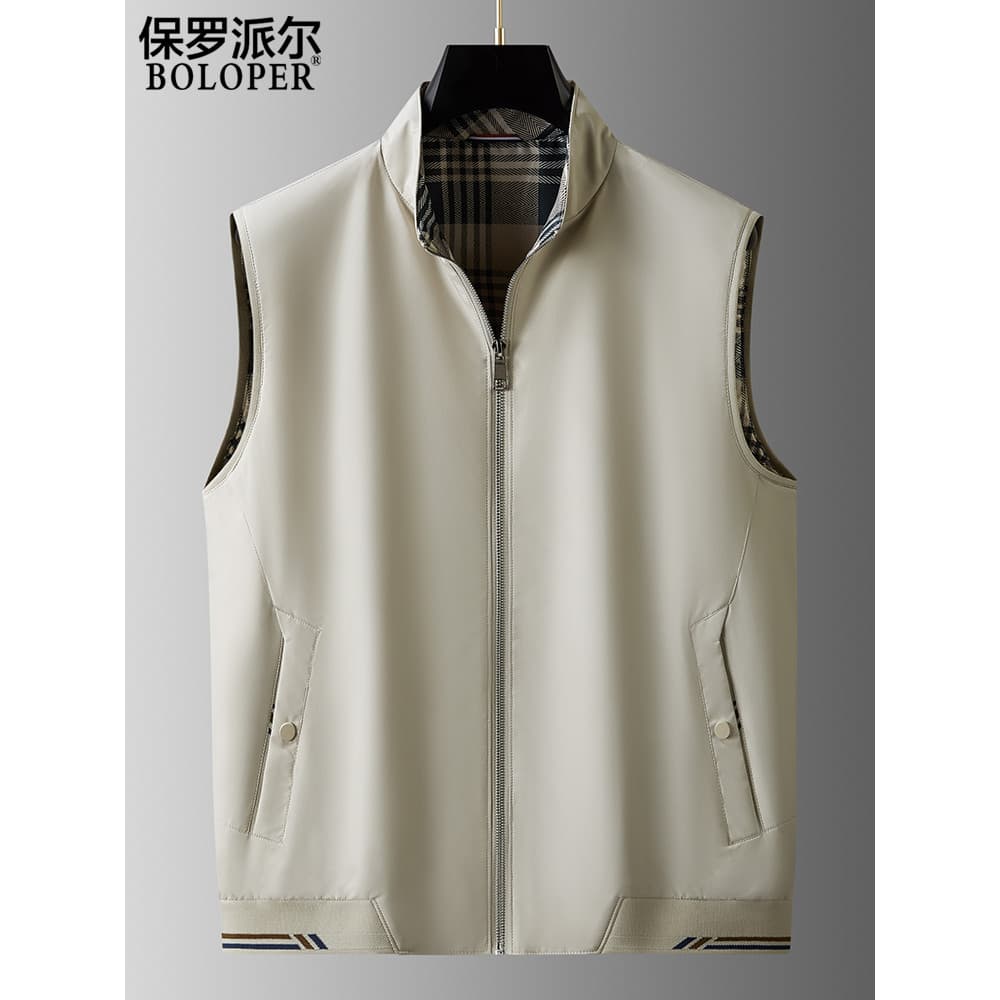 Paul colete masculino outono gola alta Casual negócios colete jaqueta High-End de meia-idade fino algodão na moda colete