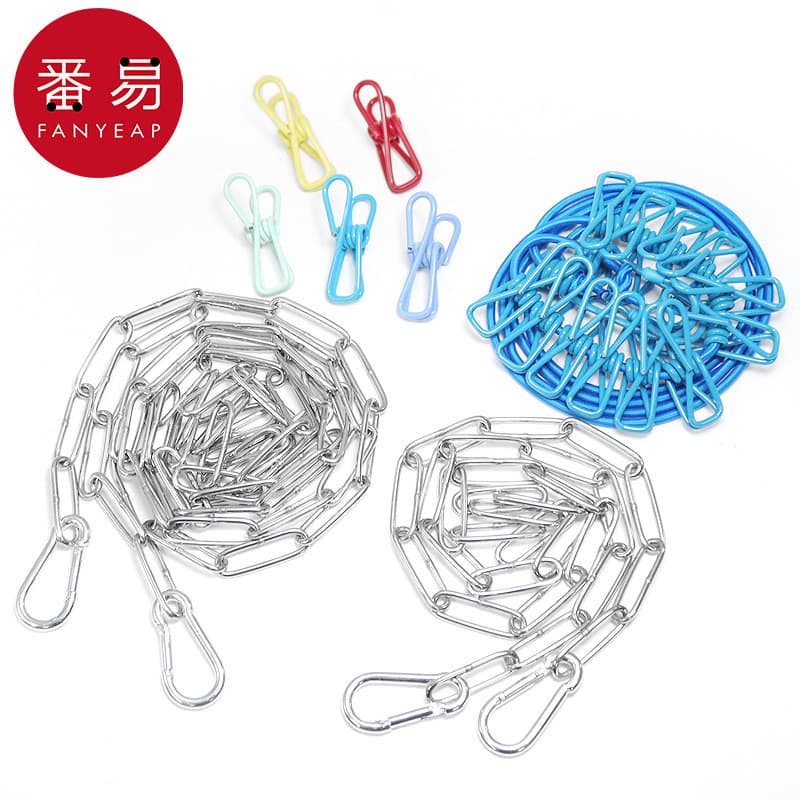 Varal B1zzn001-Clothesline com clipe portátil à prova de vento roupas de secagem interior pendurado colcha corda de corr
