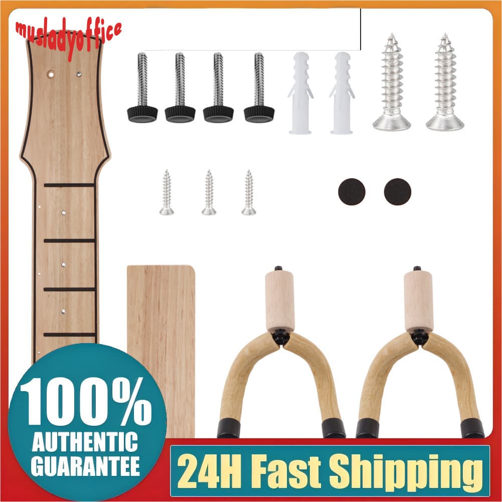Irfora suporte de parede para guitarra, design elegante, 2 ganchos com prateleira para guitarras elétricas acústicas e