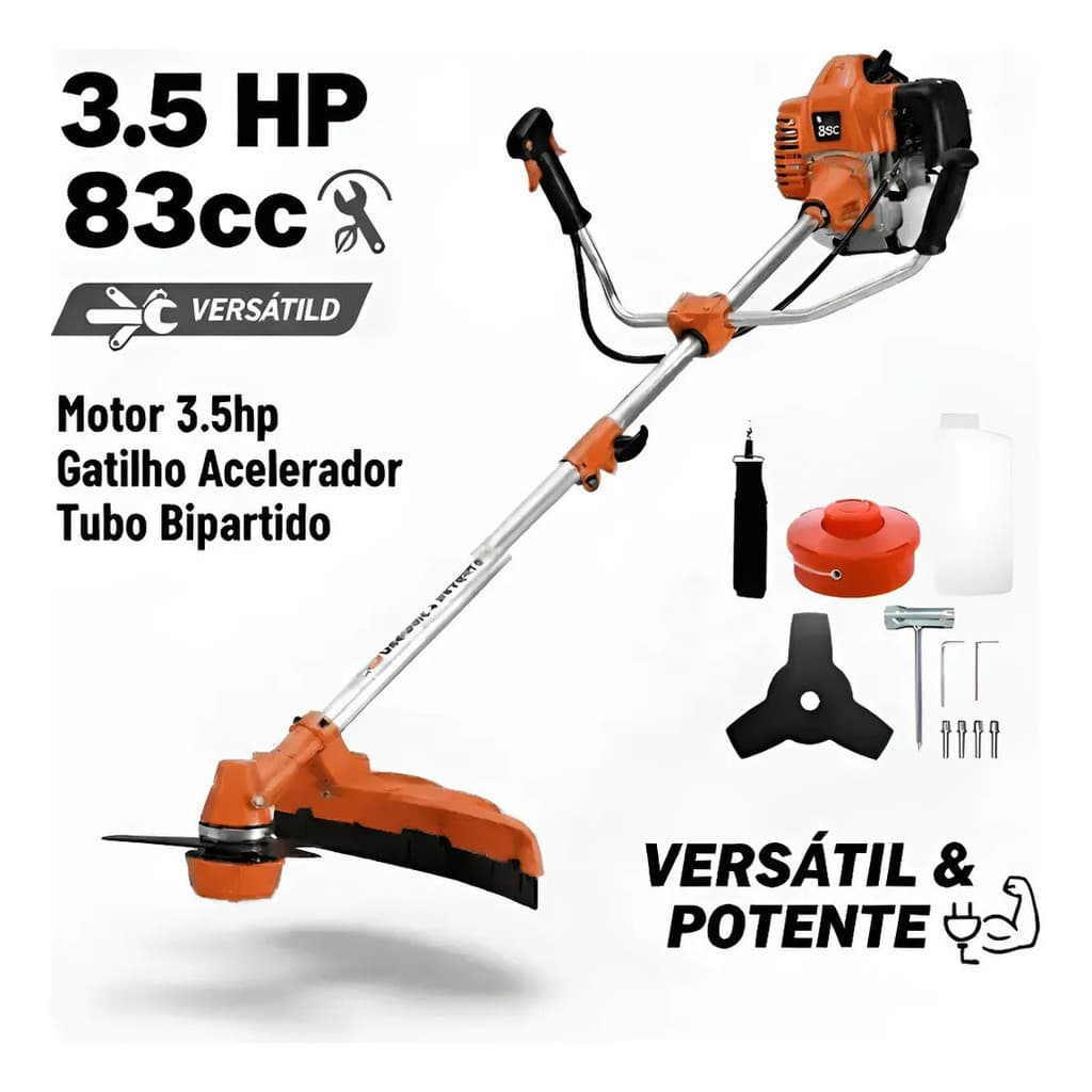 Roçadeira Aparador Gasolina 83cc KASAC   Cortador E Desb
