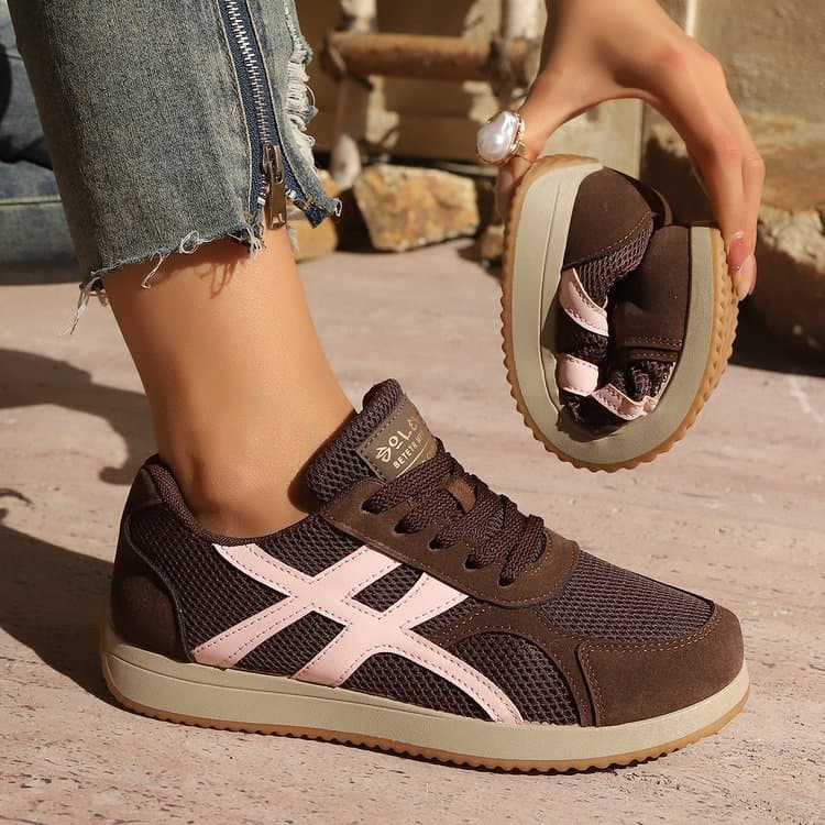 Sapatos de treinamento alemão retrô de malha feminina, sapatos de treinamento casuais de primavera verão