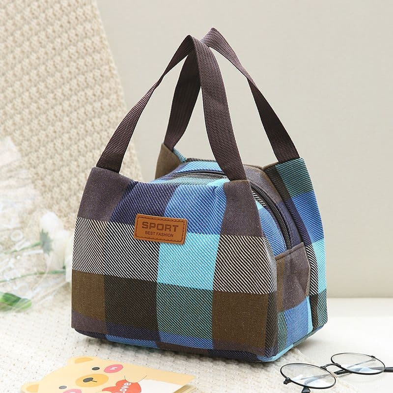 Grosso impermeável portátil xadrez saco de pano mão-transporte pequeno saco lancheira feminino Casual saco feminino Oxfo