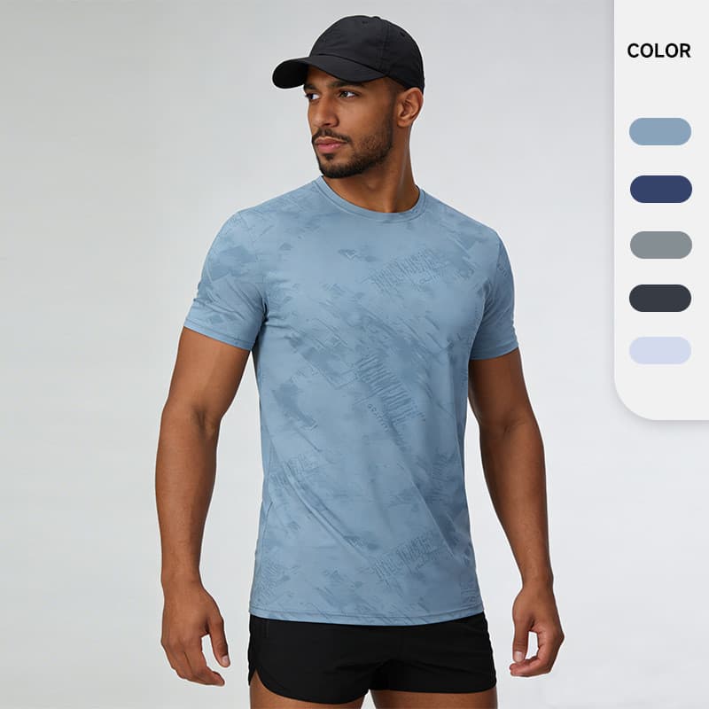 Camisa Masculina De Manga Curta Estampada De Seda Gelada De Verão Para Corrida , Esportes , Lazer , Secagem Rápida , Cam