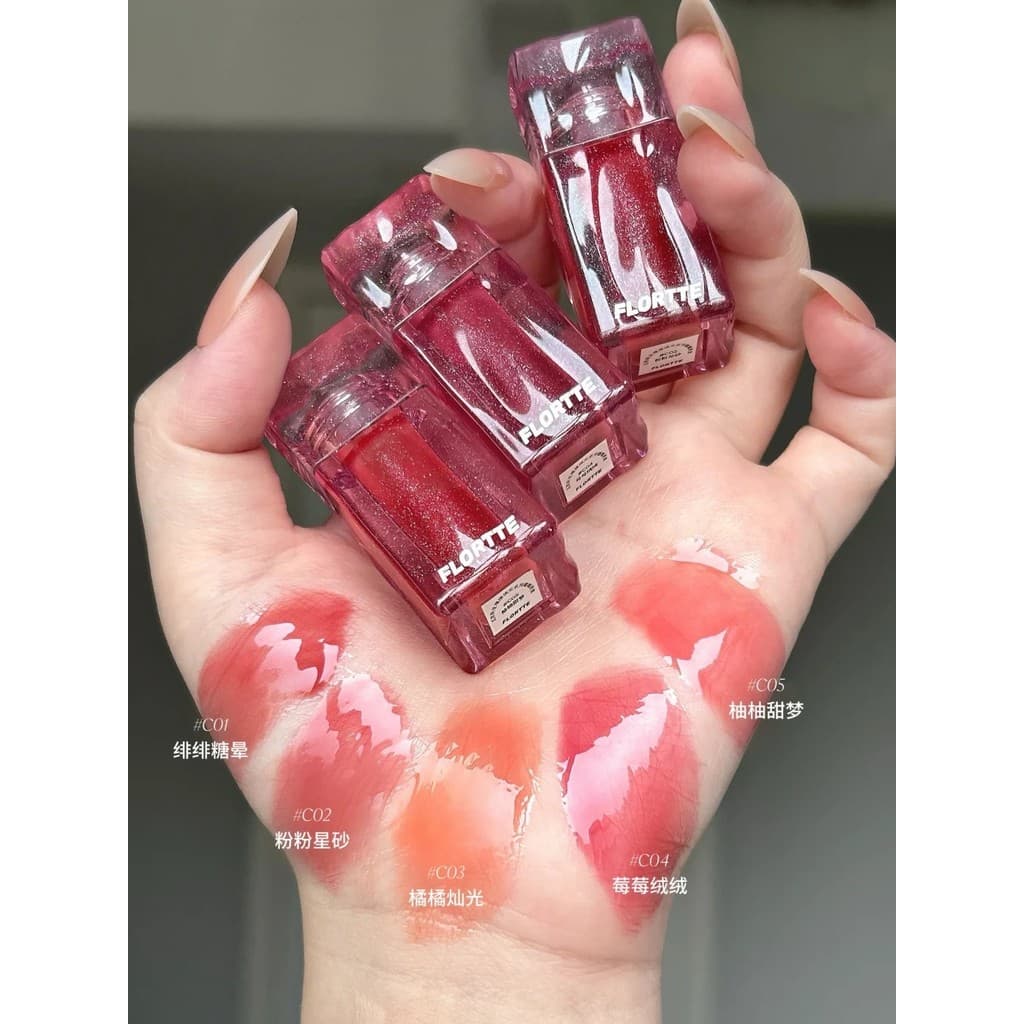 [Novidades] FLORTTE/Floria Toot Lip Gloss Water Gloss Batom Natural Nude Mirror Lip Gloss