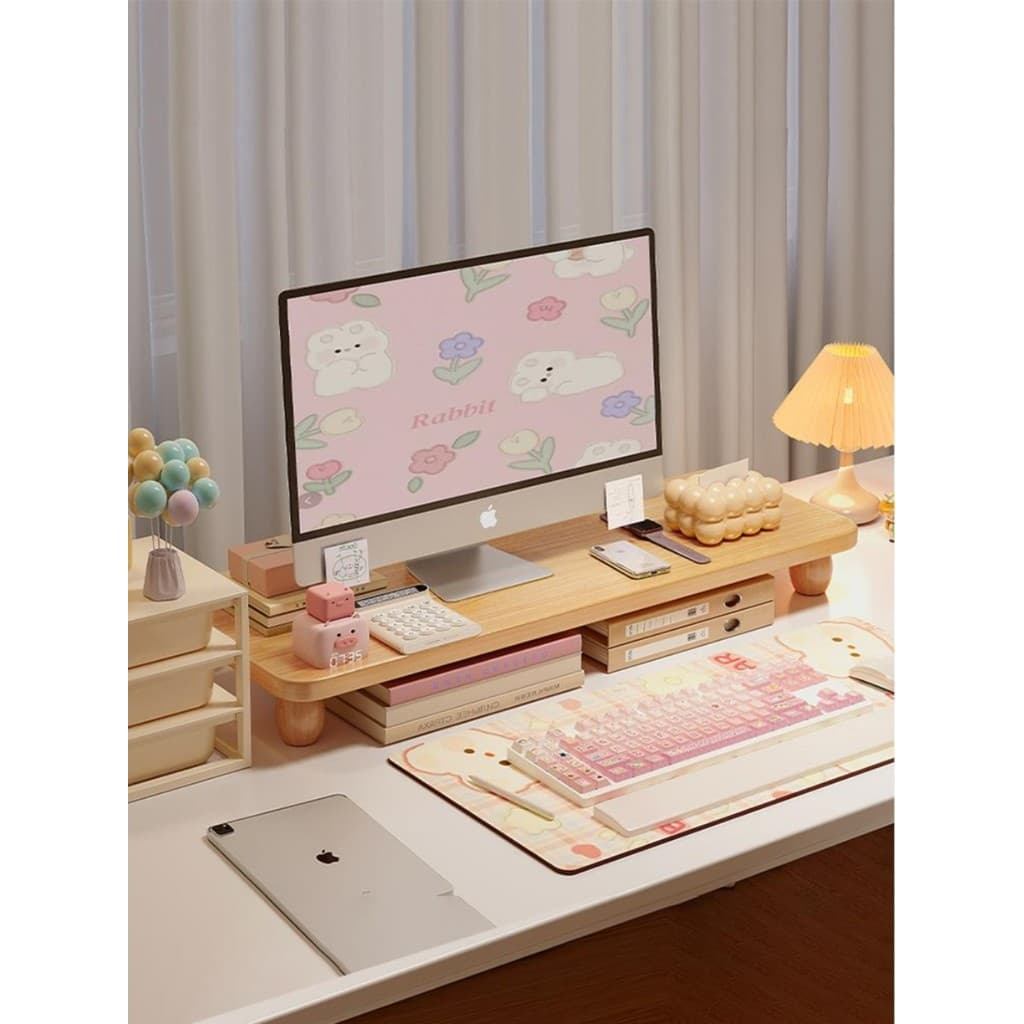 Computador de mesa rack elevado rack de mesa escritório Notebook rack de armazenamento meninas posição trabalho expansão