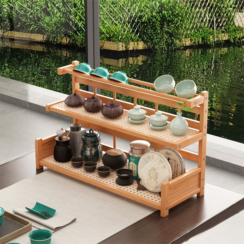 Rack de mesa chinês pequeno Bogu, mesa de chá, conjunto de chá, rack de exibição de chá, pote de argila roxa, rack de ar