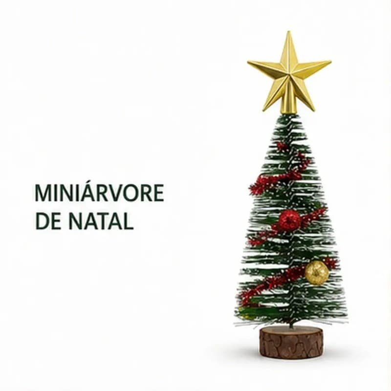 Árvore Natalina Miniatura dos Sonhos com Topo Estrela Dourada e Charme Decorativo – OIH-9315