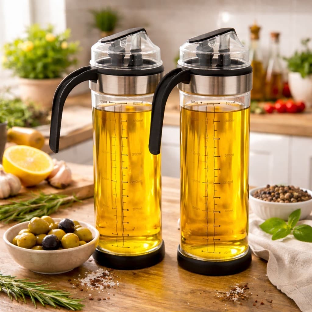 2 Galheteiro 500ml Dispenser Recipiente Garrafa de Vidro Luxo De Azeite Vinagre Pimenta Óleo Tampa Abre e Fecha