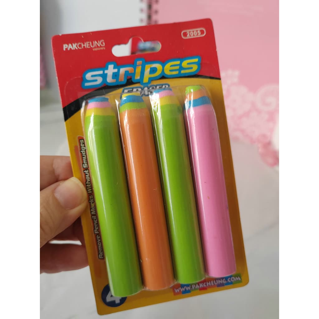 Exportação Original Único Stir-Fry Bonito Lápis Estilo Cor Círculo Estilo Borracha Um Cartão Pacote de Quatro Peças
