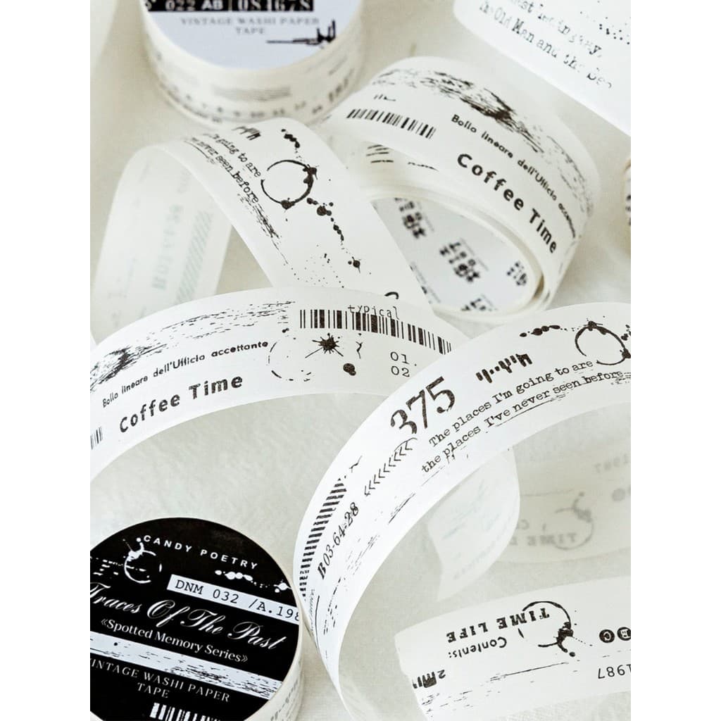 Memória manchada Retro Washi fita texto simples Tearable manual DIY paisagismo decoração adesivo borda Material adesivo