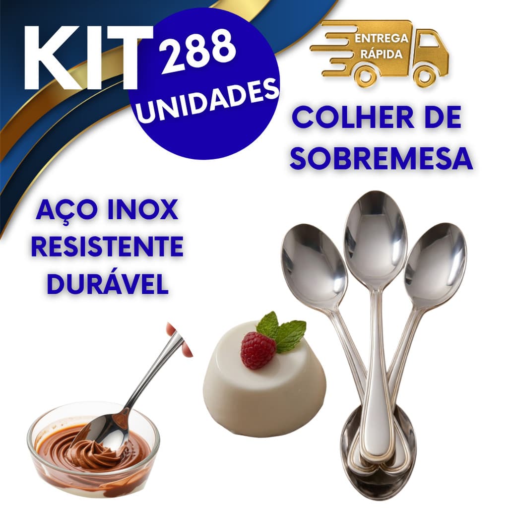 COLHERES DE SOBREMESA  288 UNIDADES DE AÇO INOX COLHER DE SOBREMESA PROMOCÃO FESTAS E EVENTOS BUFFET