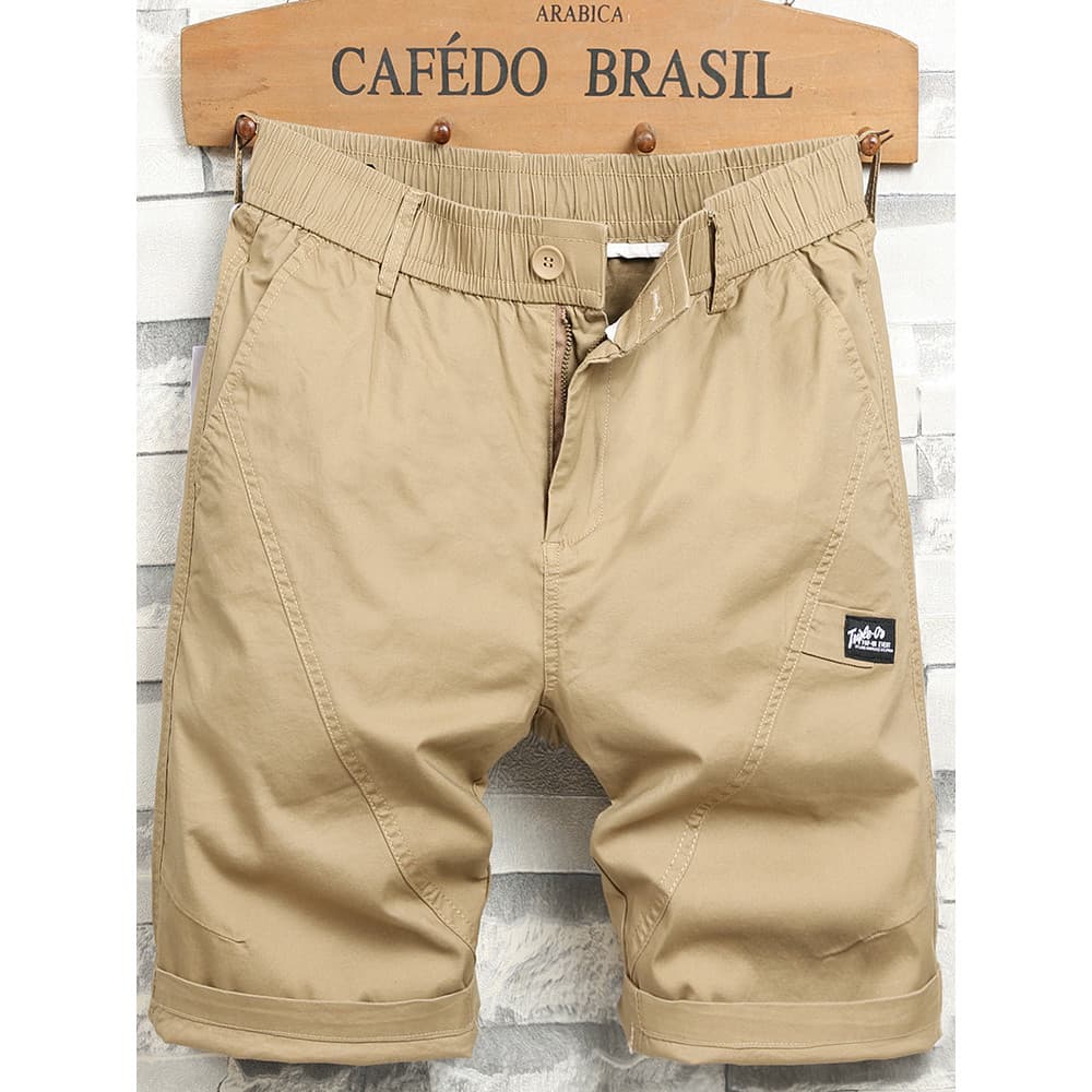 2026 novo estilo cáqui Shorts casuais masculinos verão calças finas macacão masculino calças médias calças de cinco pont