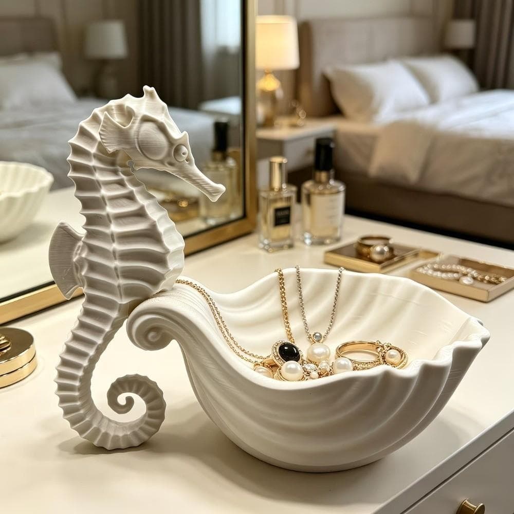 Bandeja De Armazenamento Em Forma De Cavalo Marinho , Suporte De Exibição De Joias Decorativas Impressas 3D , Rack De Co