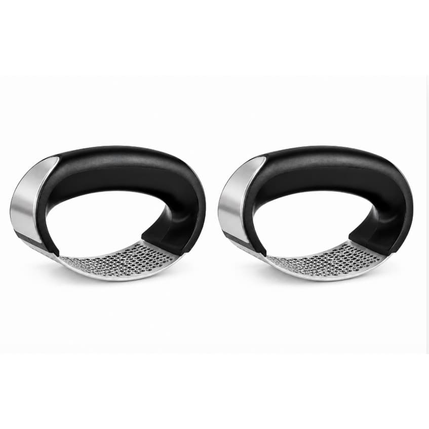 Kit 2 Espremedores de Alho Inox Manual Triturador e Amassador Profissional para Cozinha Garlic Press