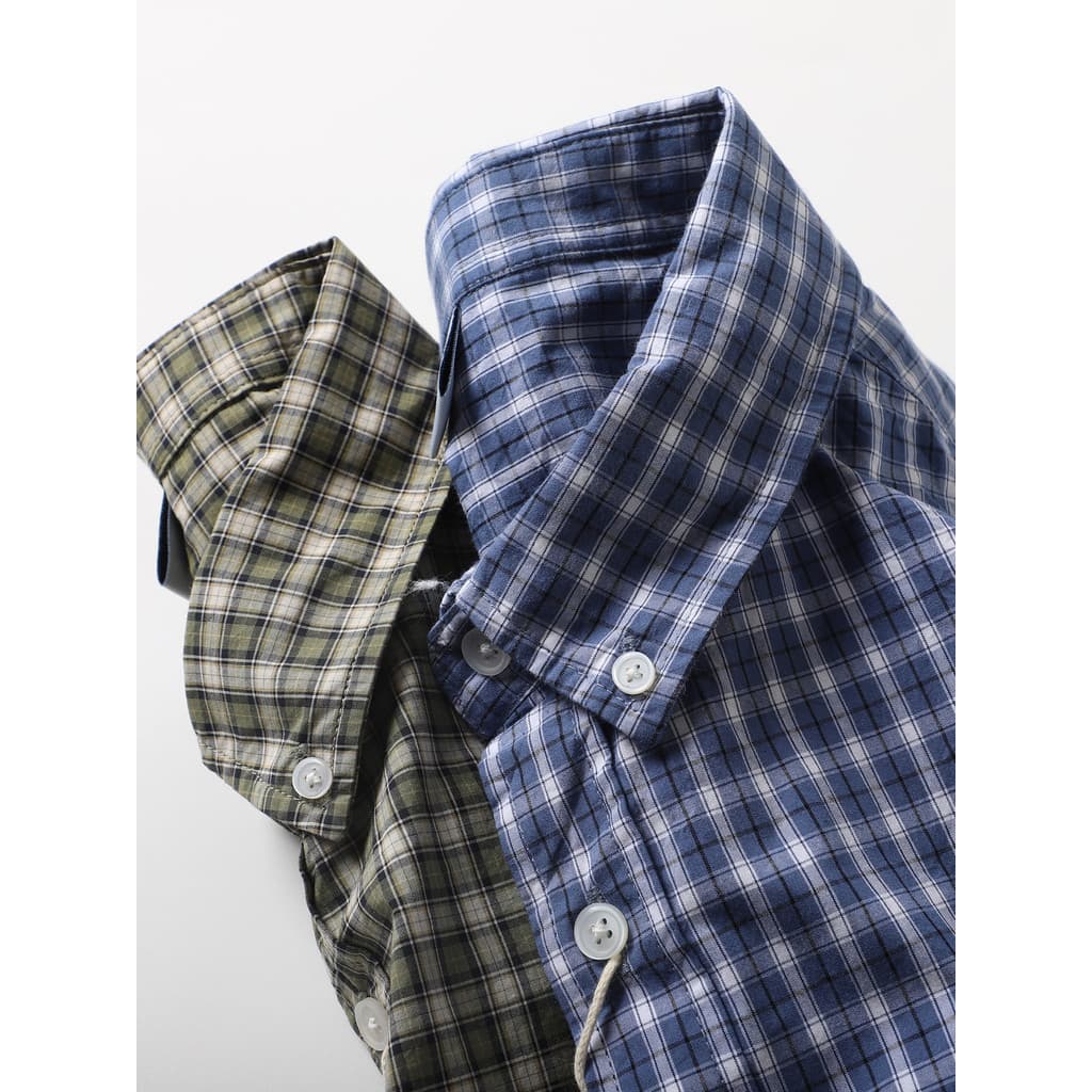 Japonês único Retro estilo literário puro algodão xadrez lapela camisa de manga comprida das mulheres dos homens primave