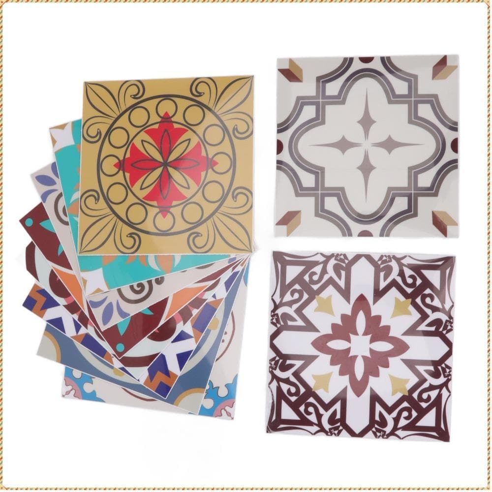 10pcs Adesivos De Azulejo De PVC Descascados E Colados , Decalques De Parede Com Padrão Marroquino 5.9 Polegadas