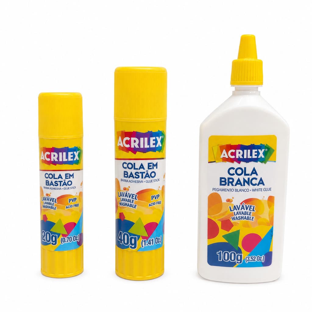 Cola Acrilex Bastão 20g 40g ou Cola Branca 100g