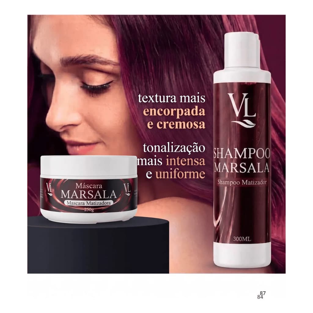 Kit Shampoo E Máscara Matizador Vl Marsala Sem Amônia - Fórmula Concentrada Maior Rendimento