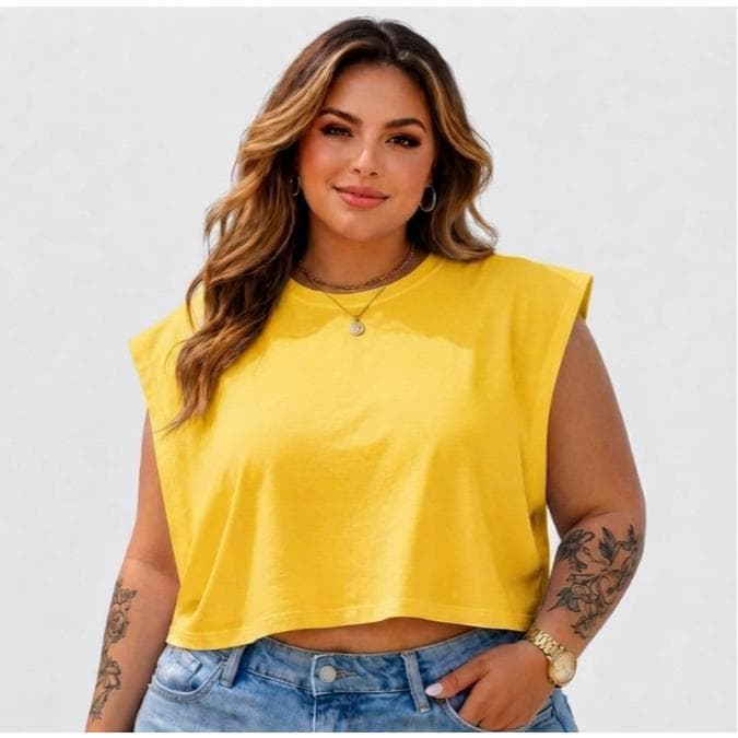 Cropped Plus Size Regata Oversized 100% Algodão Premium Delicado Envio Imediato