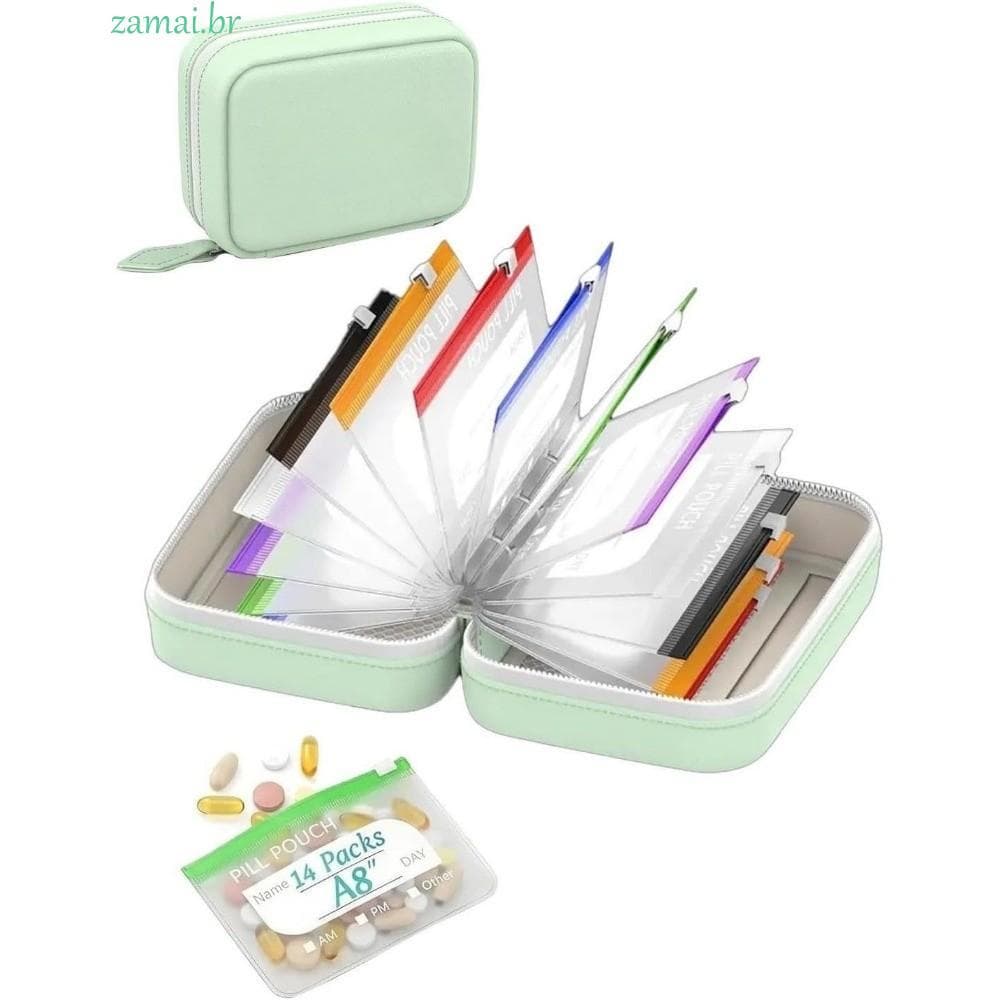 Conjunto De Bolsas Para Comprimidos À Prova D'água ZAMAI , Com Zíper De Vazamentos , Organizador De 7 Dias , Couro PU