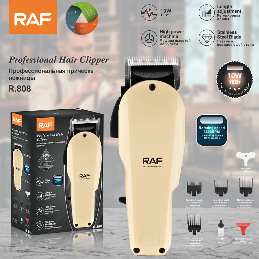 Máquina de cortar cabelo elétrica R RAF Máquina de cortar cabelo elétrica para salão de beleza Máquina de cortar cabelo