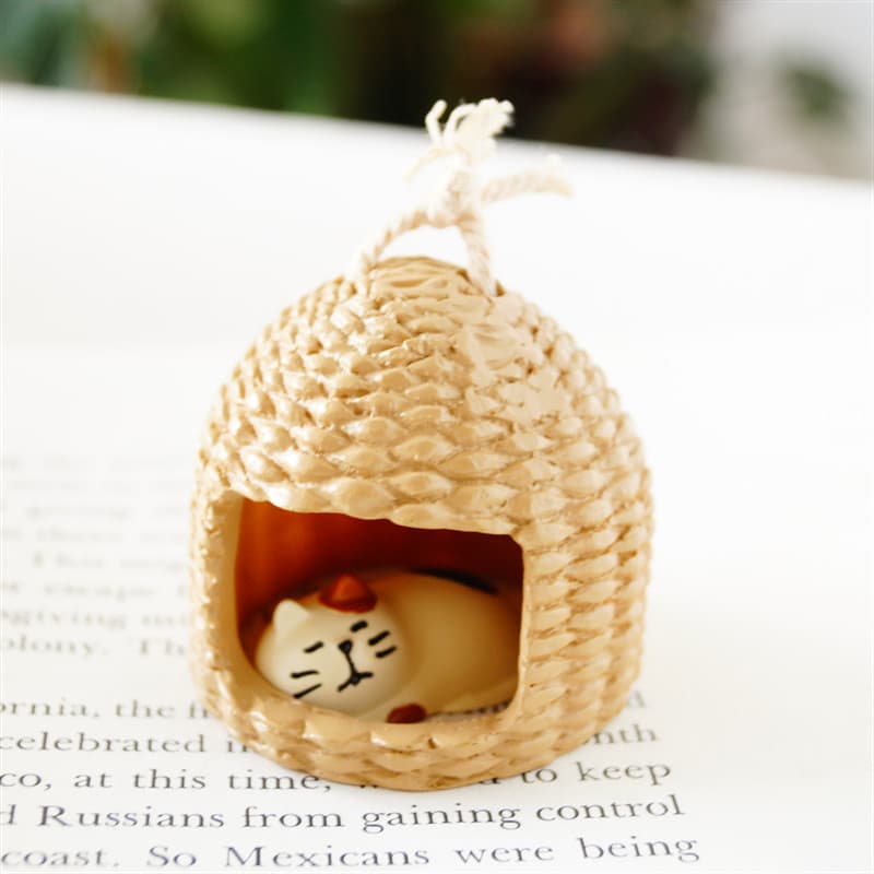 Gato mantimentos estilo japonês mantimentos bonito divertido cesta dormir gato resina ornamentos Snooze pequeno leite ga