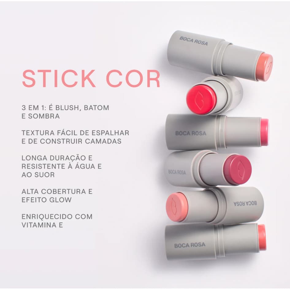 Boca Rosa Stick Cor Multifuncional