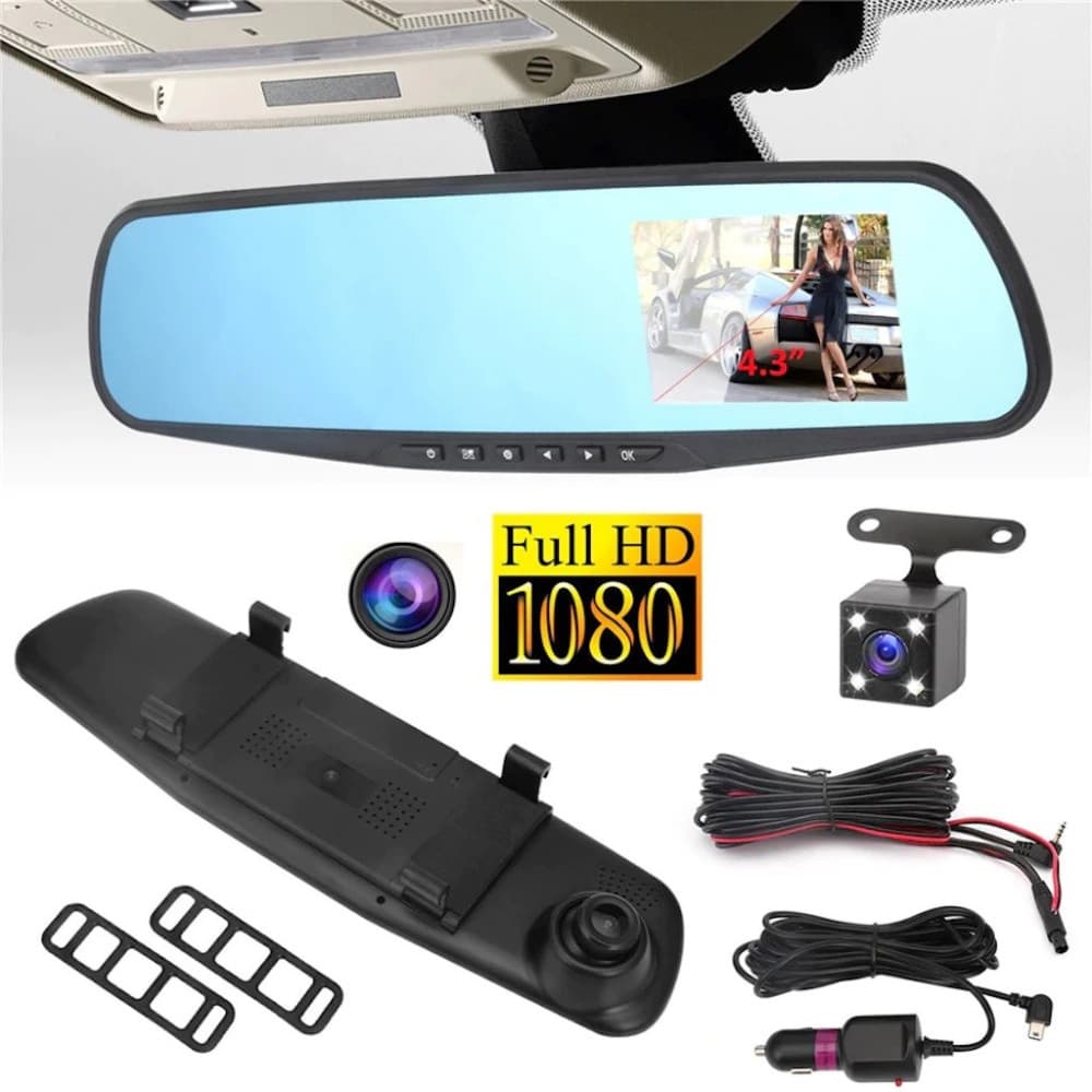 Retrovisor Automotivo com Câmera 170° 1080P Full HD – Suporta até 32GB
