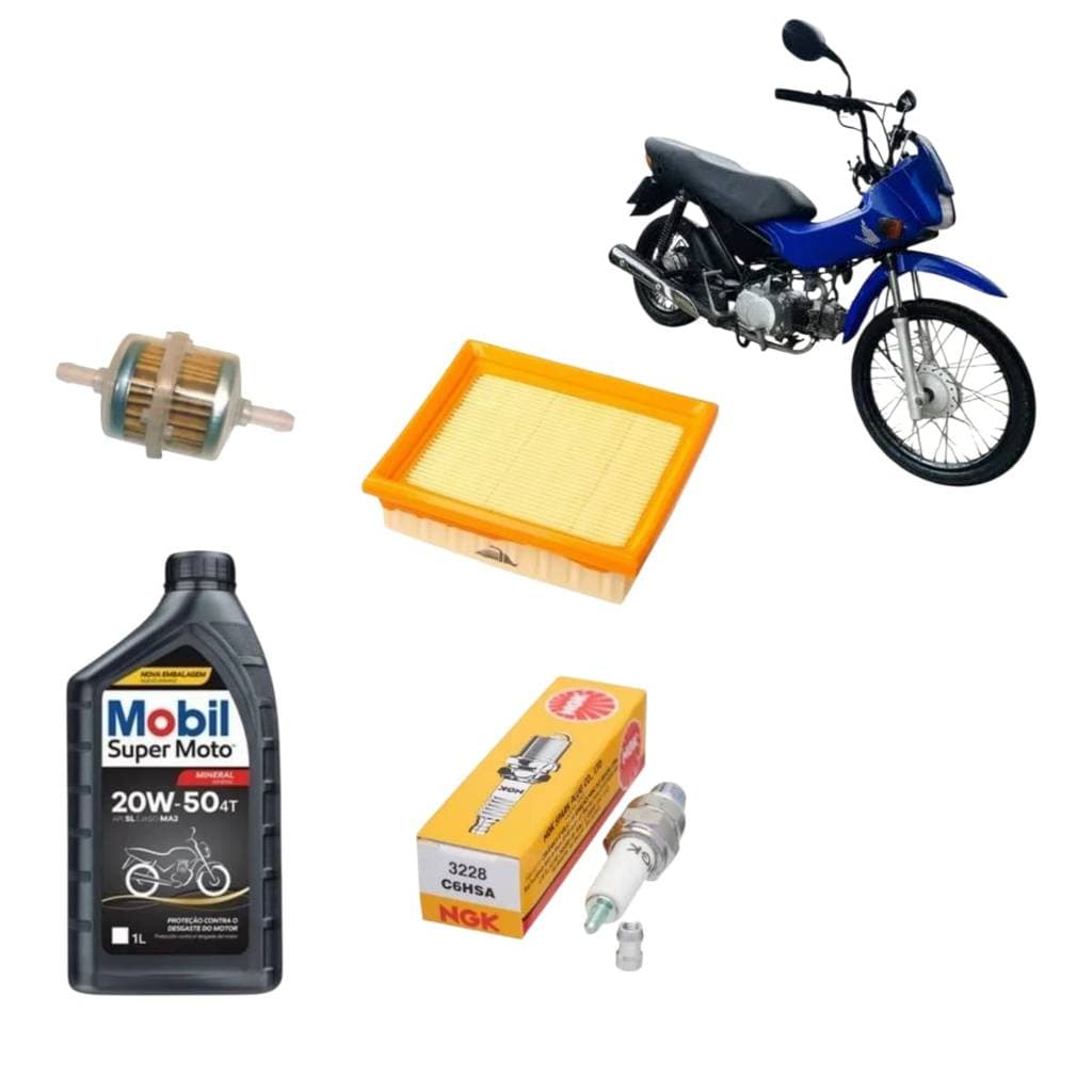 Kit Revisão HONDA Pop 100 2007 A 2014 Filtro Ar Oleo Vela Ngk