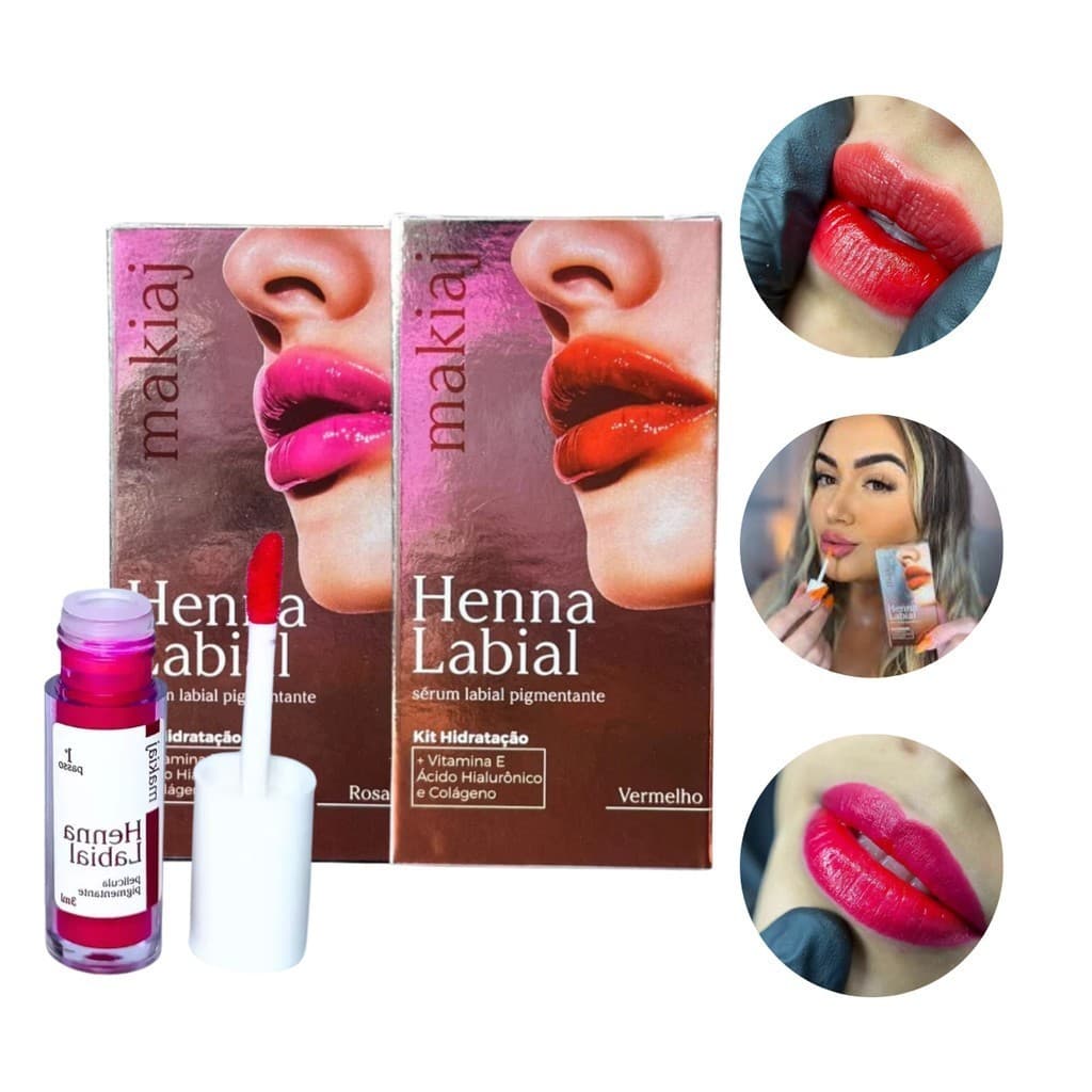 Henna Labial Makiaj - Sérum Pigmentante com Ácido Hialurônico e Vitamina E