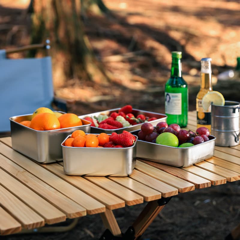 Acampamento ao ar livre de aço inoxidável caixa de armazenamento de frutas Bento portátil piquenique viagem isolamento u