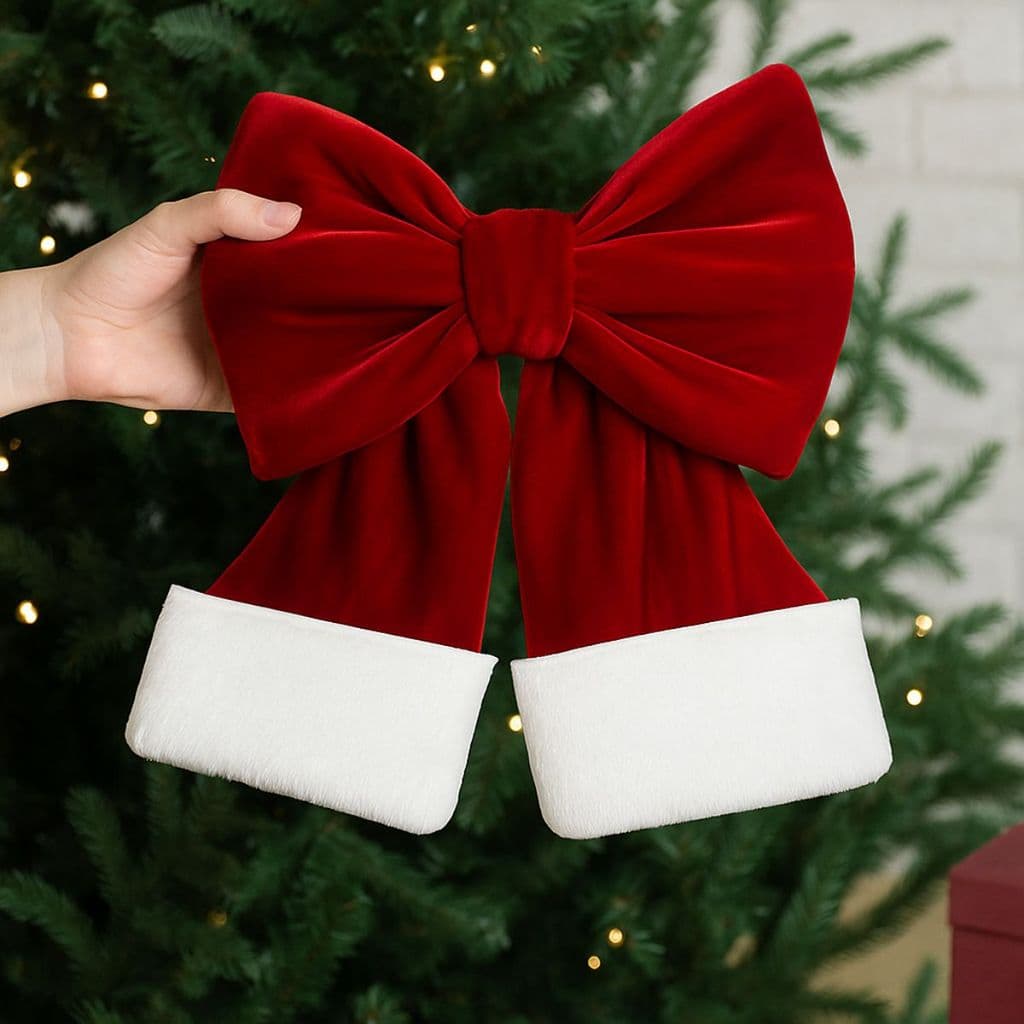 1 Peça Laço Vermelho De Natal Arcos De Guirlanda Laços De Veludo Grandes Enfeites De Árvore Decoração Artesanato